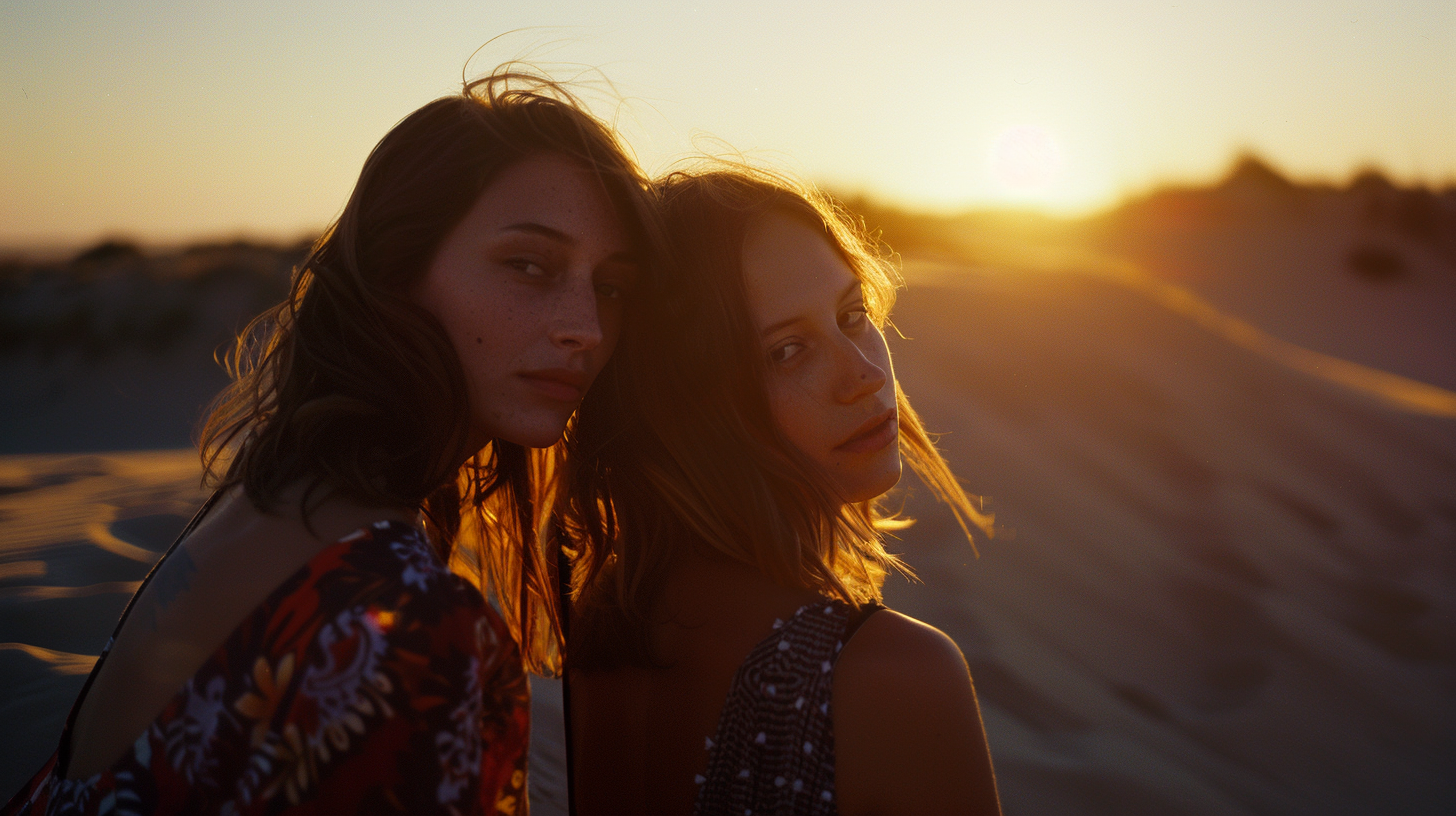 Dos mujeres al atardecer